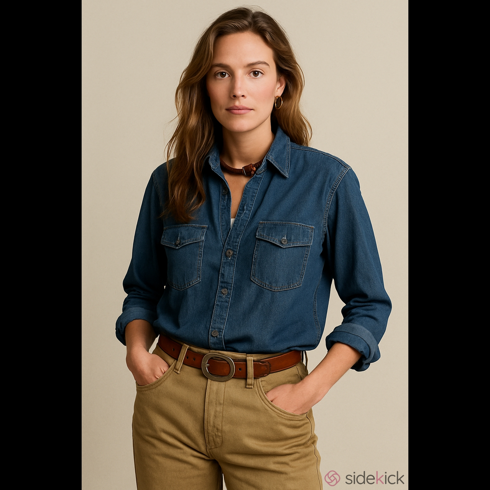 Lee Classic Denim Button-Up Shirt in Dark Blue- Western